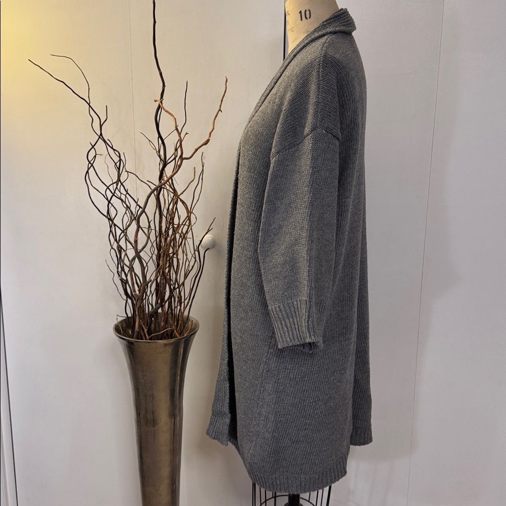 Gray Open Front Cardigan - Picture 3 of 4